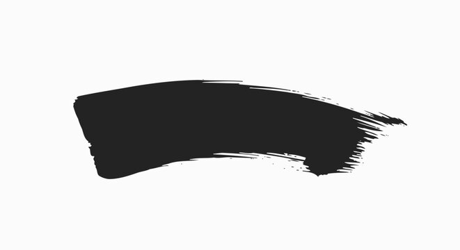 Black brush stroke, ink smear, paint swatch, vector illustration