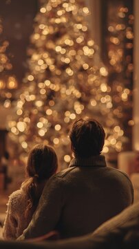 Warm moments by the Christmas tree create magical memories in a cozy setting
