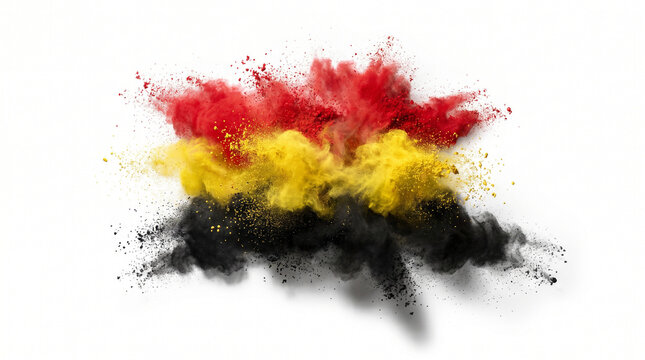 Belgian flag colors exploding in powder form