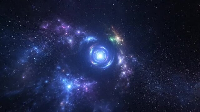 Mesmerizing galactic vortex deep within the expansive universe, shimmering with cosmic energy and swirling celestial formations