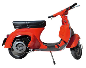 Red retro vintage scooter isolated on transparent background © ginettigino