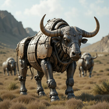 Ancient Robotic Aurochs in Prehistoric Field