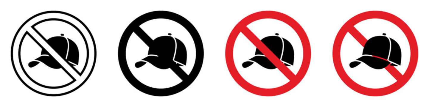 No Hat icon set. Vector illustration of no hats allowed symbols in different styles. vector illustration on white background