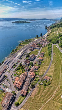 Twann am Neuenburger See, Schweiz, Luftaufnahme, Mai 2026