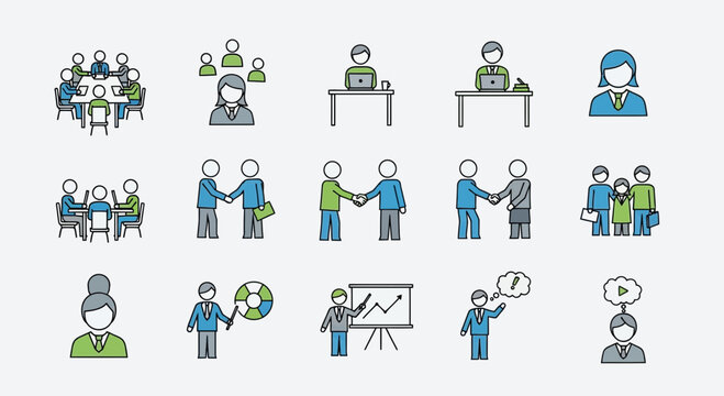 Business and office icons collaboration communication and professionalism