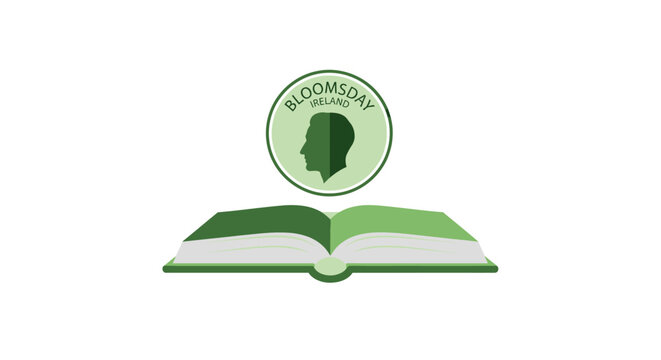 Green open book with logo.