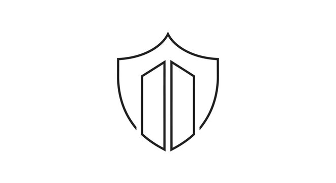 Shield logo with geometric design.