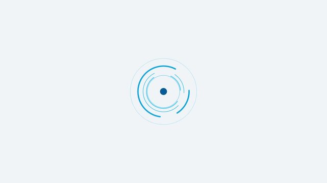 Circular tech UI with rotating concentric circles animation