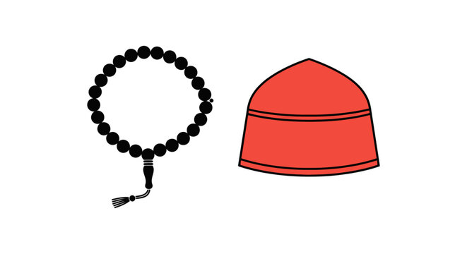 Prayer Beads and Muslim Cap.