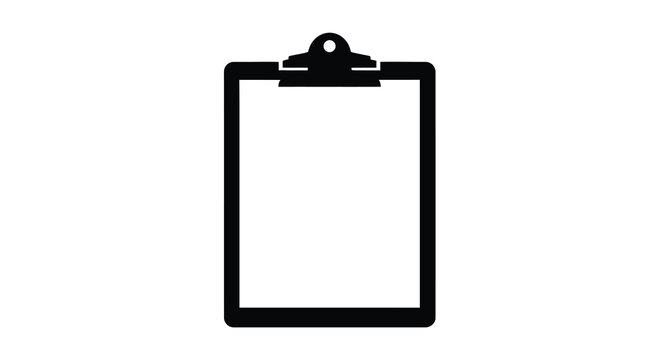 Black clipboard silhouette against a white background office supply stationery isolated design silhouette high quality professional detailed modern elegant stylish clean