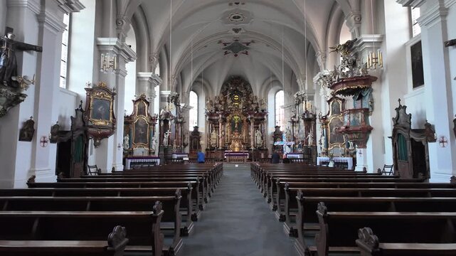 Interior Architecture Of Historic Frauenberg Monastery Church Fulda
