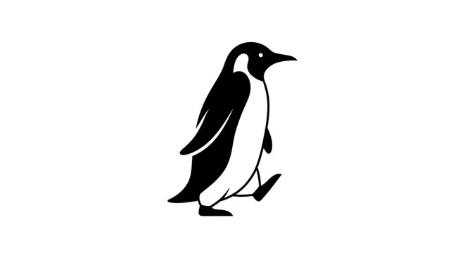 Penguin walking on ice surface.