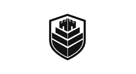 Shield logo with castle design. © Kohirun