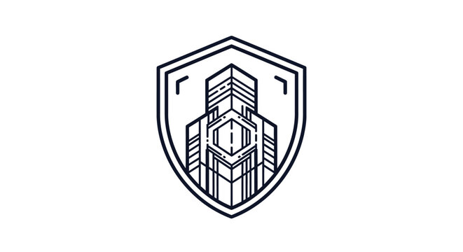 Shield with a building logo icon.
