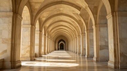Obraz premium Grand Stone Archway Perspective Leading to Bright Light