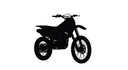 Obraz premium Dirt bike motorcycle in black silhouette against a white background silhouette high quality professional detailed modern elegant stylish clean crisp vibrant