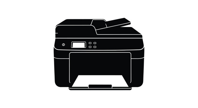 Printer silhouette on a white background office equipment graphic
