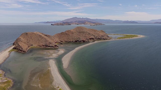 Aerial view of La Gringa, exploring Bahia De Los Angeles in Baja California Mexico along the Sea of Cortez