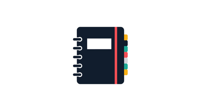 Colorful notebook with spiral binding.