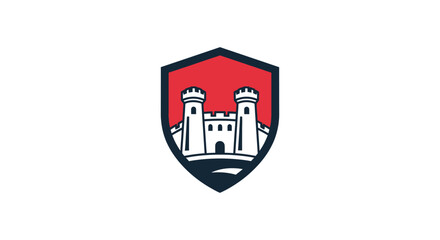 White castle on red shield logo. © kancil