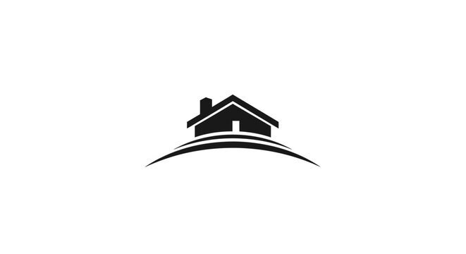 Simple Black House Roof Icon.