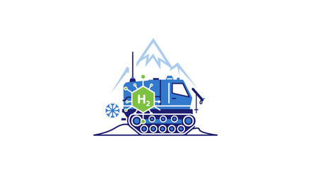 Naklejka premium Snowcat Vehicle Winter Transport Machine.