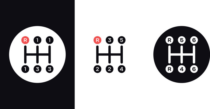 Transmission manual gearbox icon vector illustration of car gear system symbol for automotive repair and mechanical engineering concepts