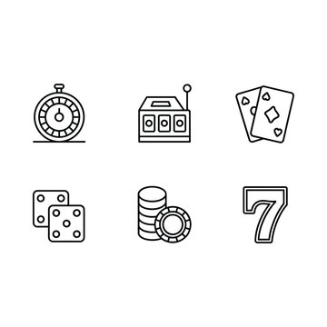 Casino icons set line style black and white high quality