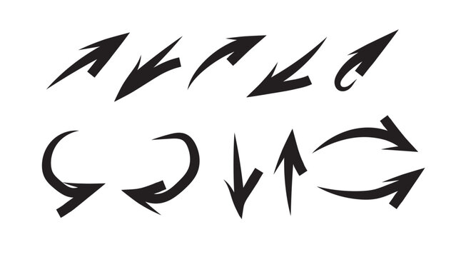 black arrows set, directional icons, navigation symbols