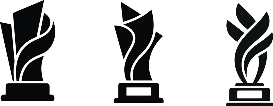 Modern Abstract Trophy and Achievement Award Silhouette Set