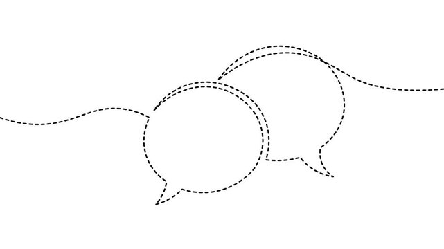 Single line chat bubbles animation continuous line art conversation communication concept 4K