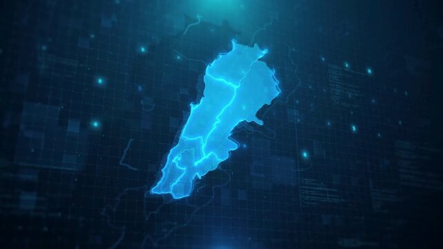 Glowing blue map of Sicily island.