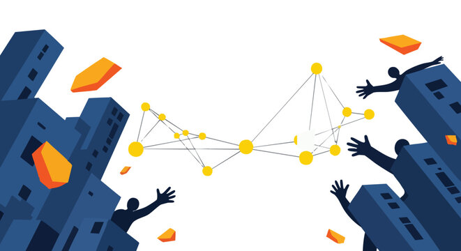 Strategic digital connectivity framework representing collaborative human networks and urban infrastructure in a modern smart city ecosystem