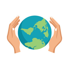 Fototapeta premium Hands protect and care for the Earth globe illustration