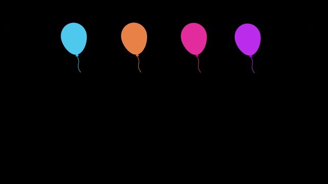 A group of balloons on a string concept icon animation with alpha channel