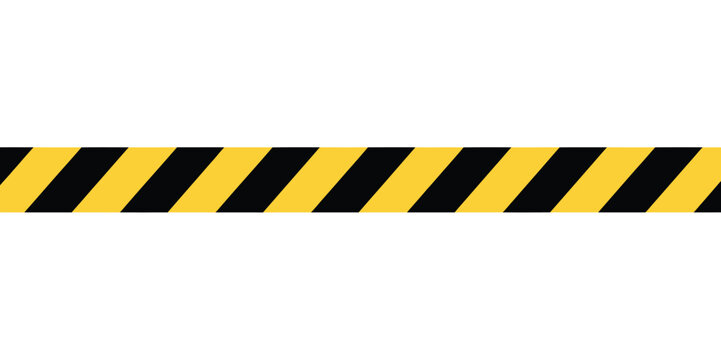 Caution tape yellow and black isolated on white and transparent background under construction warning danger safety vector illustration