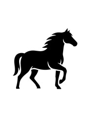 Obraz premium Black Silhouette Horse Running Fast.