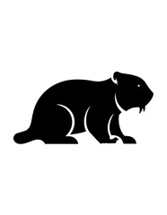 Fototapeta premium Black silhouette of a wolverine.