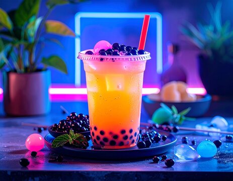 Bubble Tea Neon Style