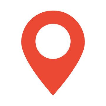 A red map pin icon is shown on a white background.