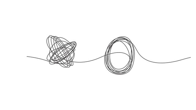 Chaos and mess circle continuous line drawn animation. Psychotherapy linear concept video. Animated problem solution symbol.single line art Chaos and mess circle line drawn animation,