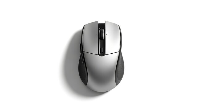 silver computer mouse isolated on white background