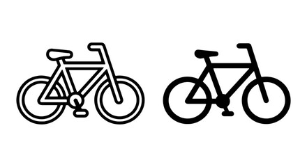 Fototapeta premium Two bicycle icons in black and white line art style