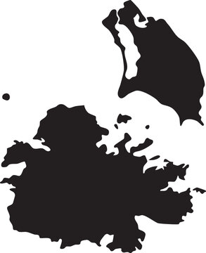 Black silhouette map of Antigua and Barbuda vector illustration representing the Caribbean island nation for travel and geography concepts
