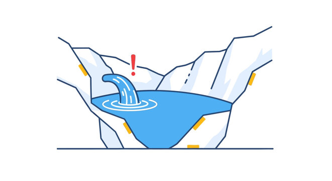Water coming out from crack.