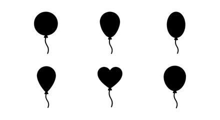 Collection of black balloons in various shapes © PURE VECTOR WORK