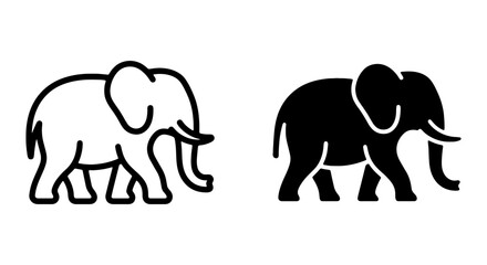 Obraz premium Black and white elephant icons in line art style