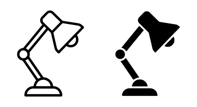 Two black and white desk lamps in different styles and positions