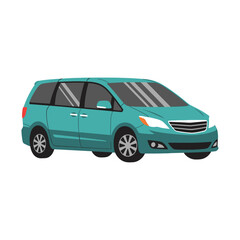 Obraz premium Turquoise Minivan Vector Illustration on White Background - Ideal for Family Travel