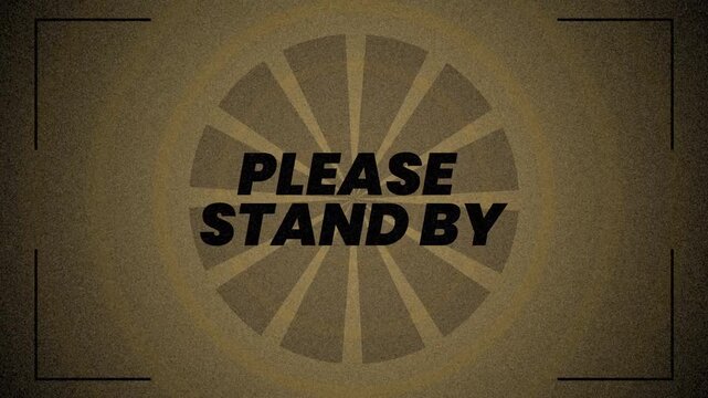 Please stand by a vintage screen common in broadcast television.suitable for broadcasting, tv shows, retro themes, intros, countdowns, waiting rooms, and nostalgic video projects.
